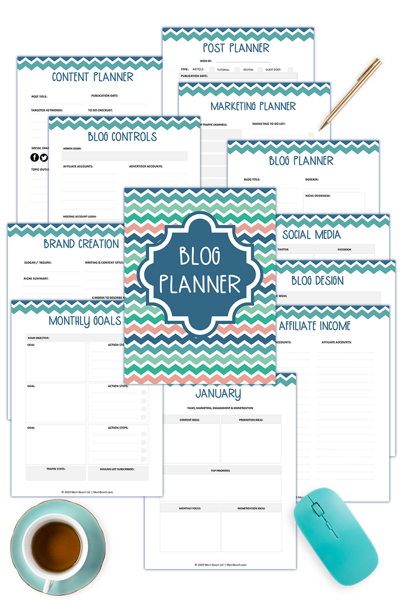 Blog Planner - Color and Black and White ( 118 Pages )