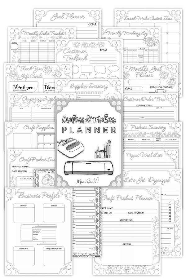 Crafters and Makers Planner - Fillable - Color and BW - (27 Pages)