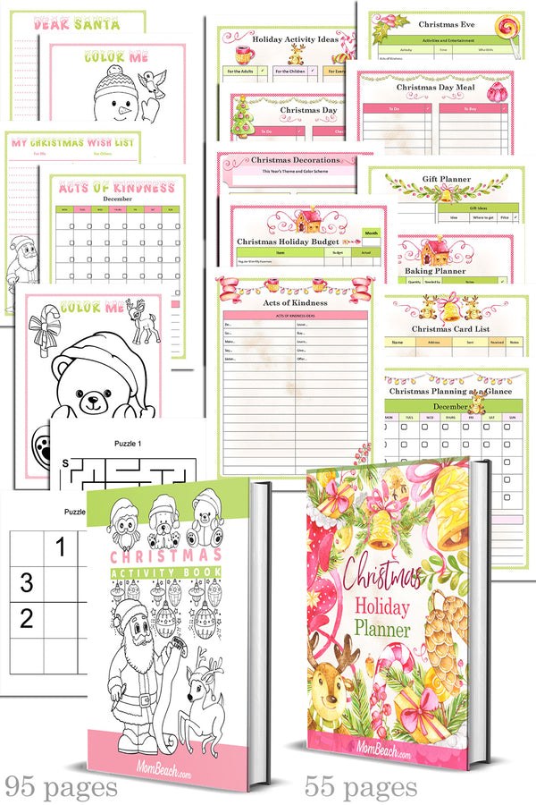 Christmas Planner and Kid's Activity Journal Bundle (150 pages in all)