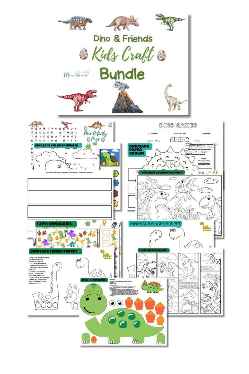 Dinosaur Kid's Craft Bundle Printable ( 12 Pages )