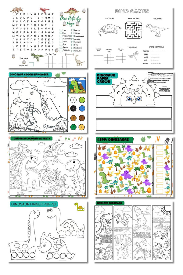 Dinosaur Kid's Craft Bundle Printable ( 12 Pages )