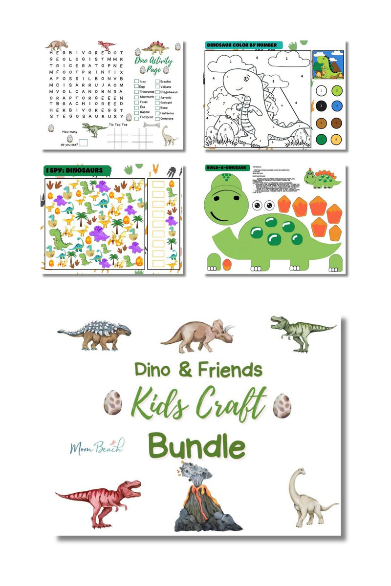 Dinosaur Kid's Craft Bundle Printable ( 12 Pages )