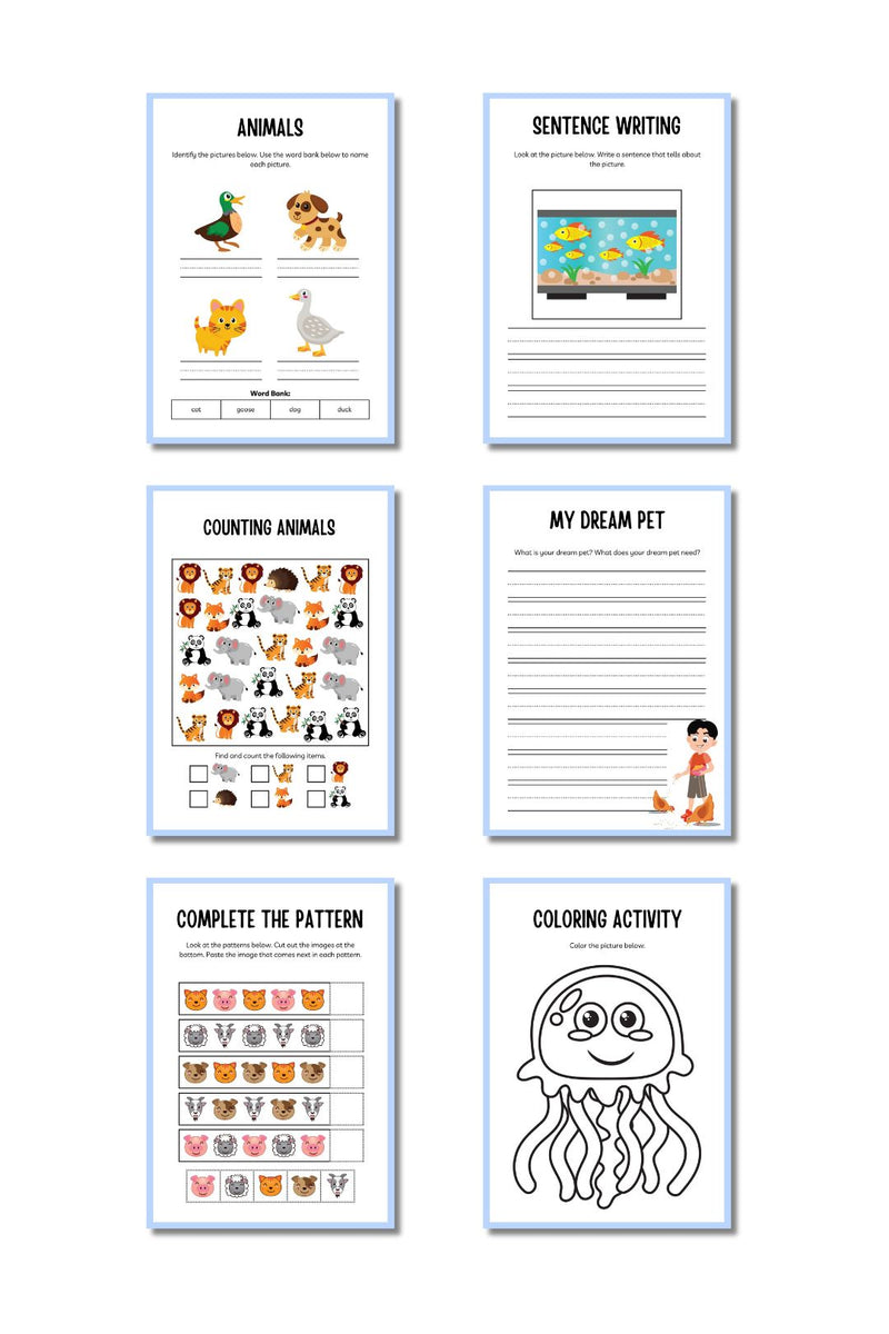 Animals ESL Workbook for Kids Printable ( 35 Pages )