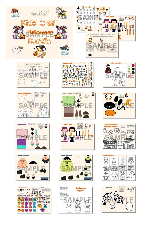 Kid's Craft Halloween Bundle ( 19 Pages )