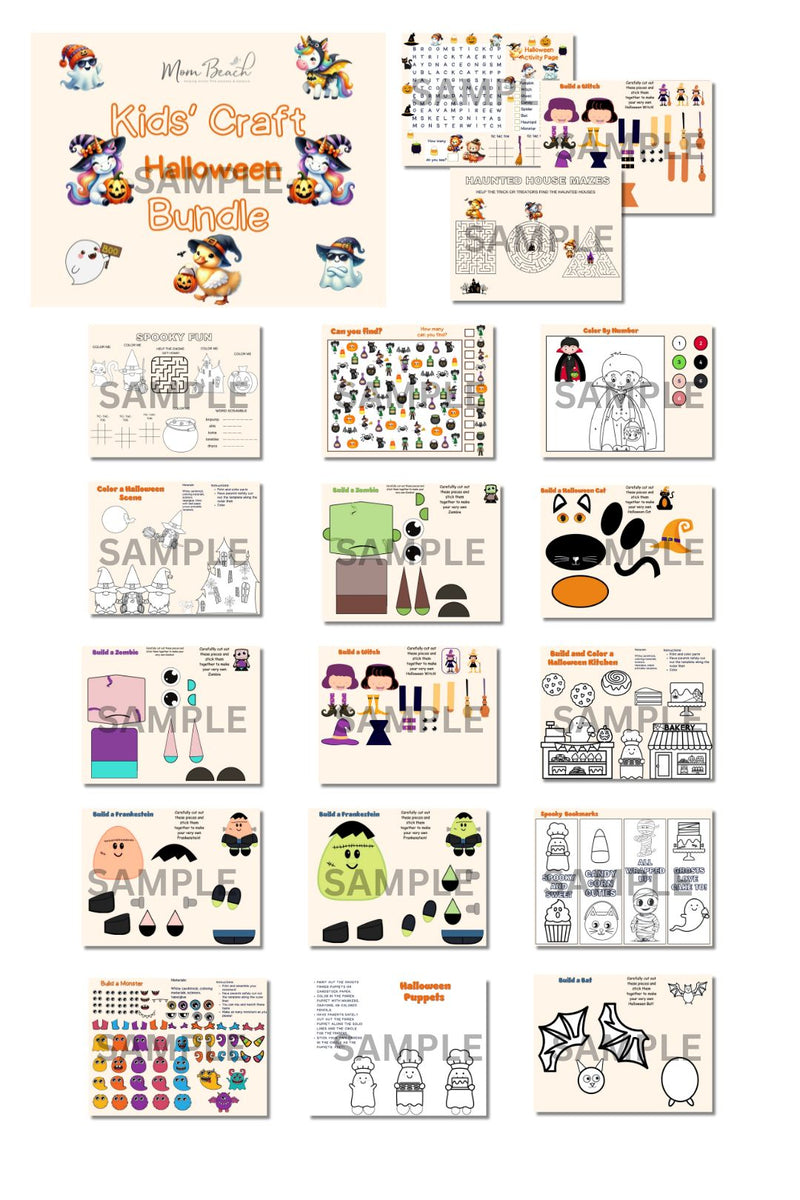 Kid's Craft Halloween Bundle ( 19 Pages )