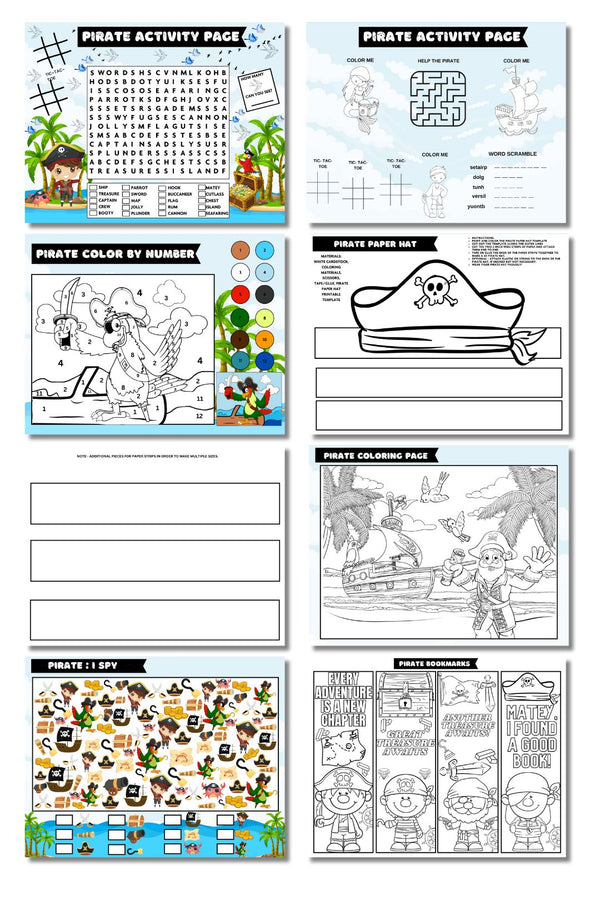 Pirate Kid's Craft Printable ( 12 Pages )