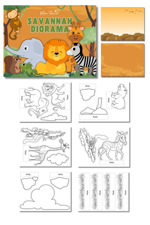 Savannah Diorama Kid's Printable (9 Pages)