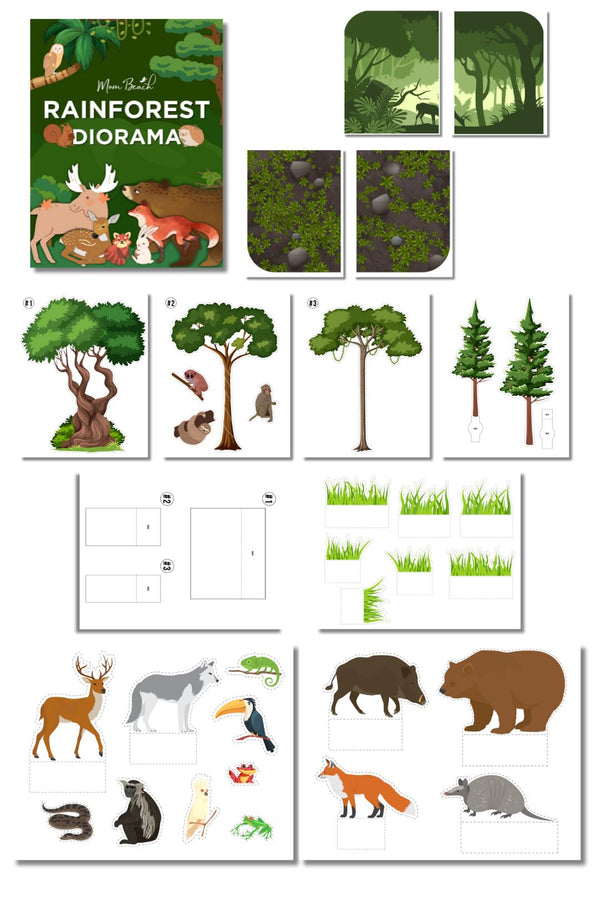 Rainforest Diorama Kid's Printable (12 Pages)