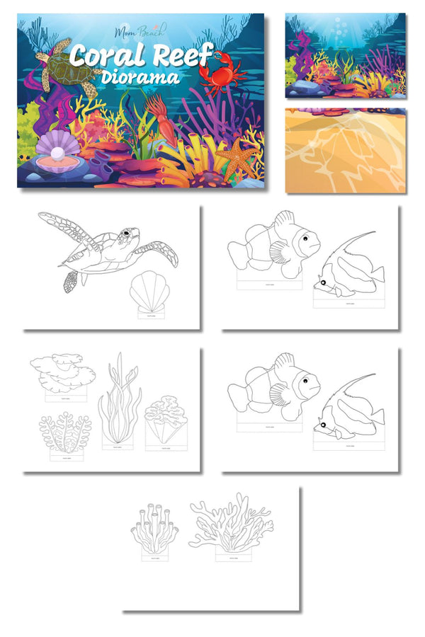 Coral Reef Diorama Kid's Printable (7 Pages)