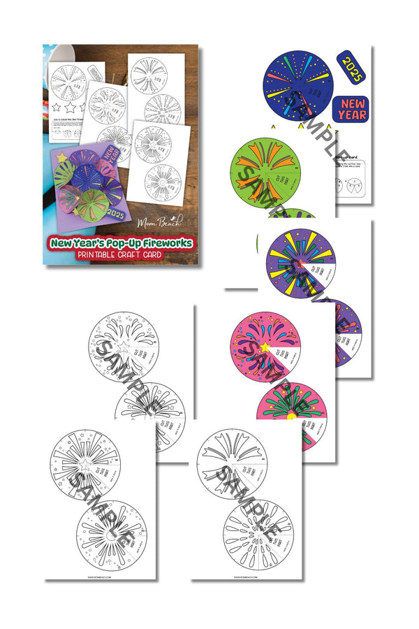 New Year's Pop-up Fireworks Printable Craft Card ( 9 Pages )