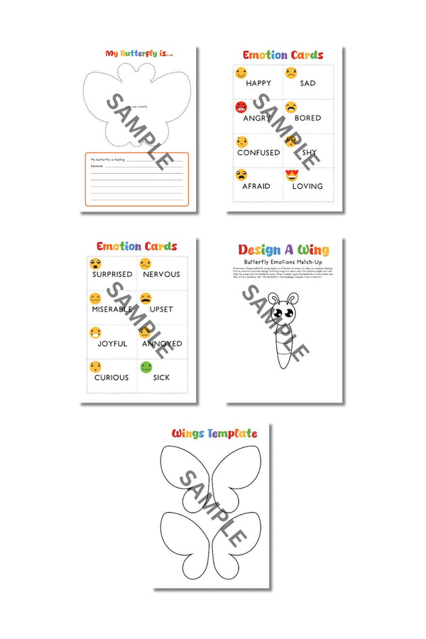 Butterfly Emotions Match up Activity Set Printable (5 Pages)