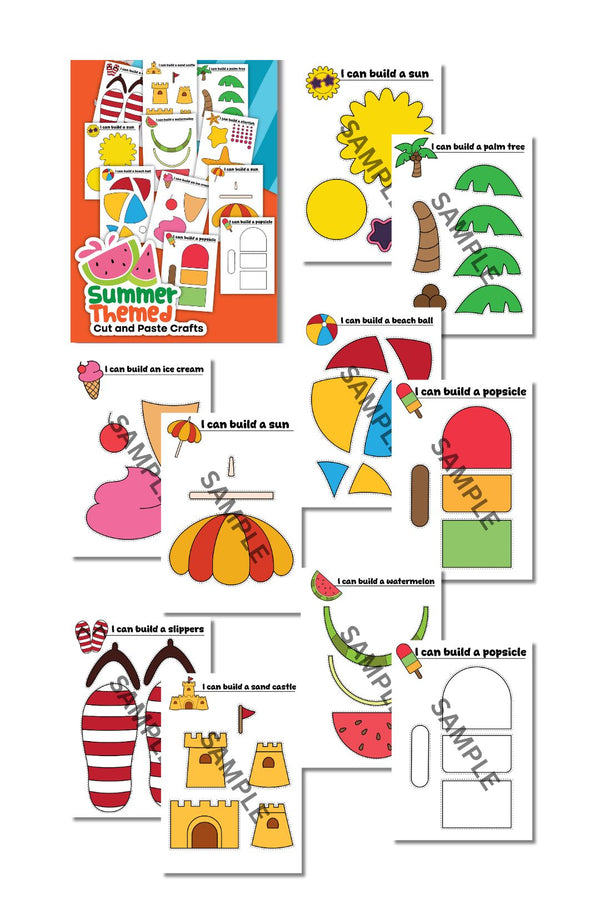 Summer Themed Cut and Paste Crafts Printable ( 20 Pages )