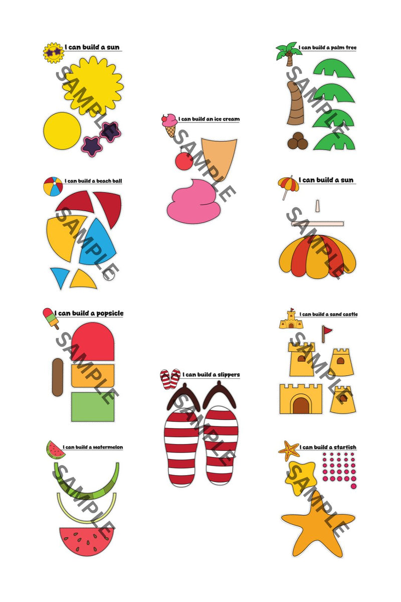 Summer Themed Cut and Paste Crafts Printable ( 20 Pages )
