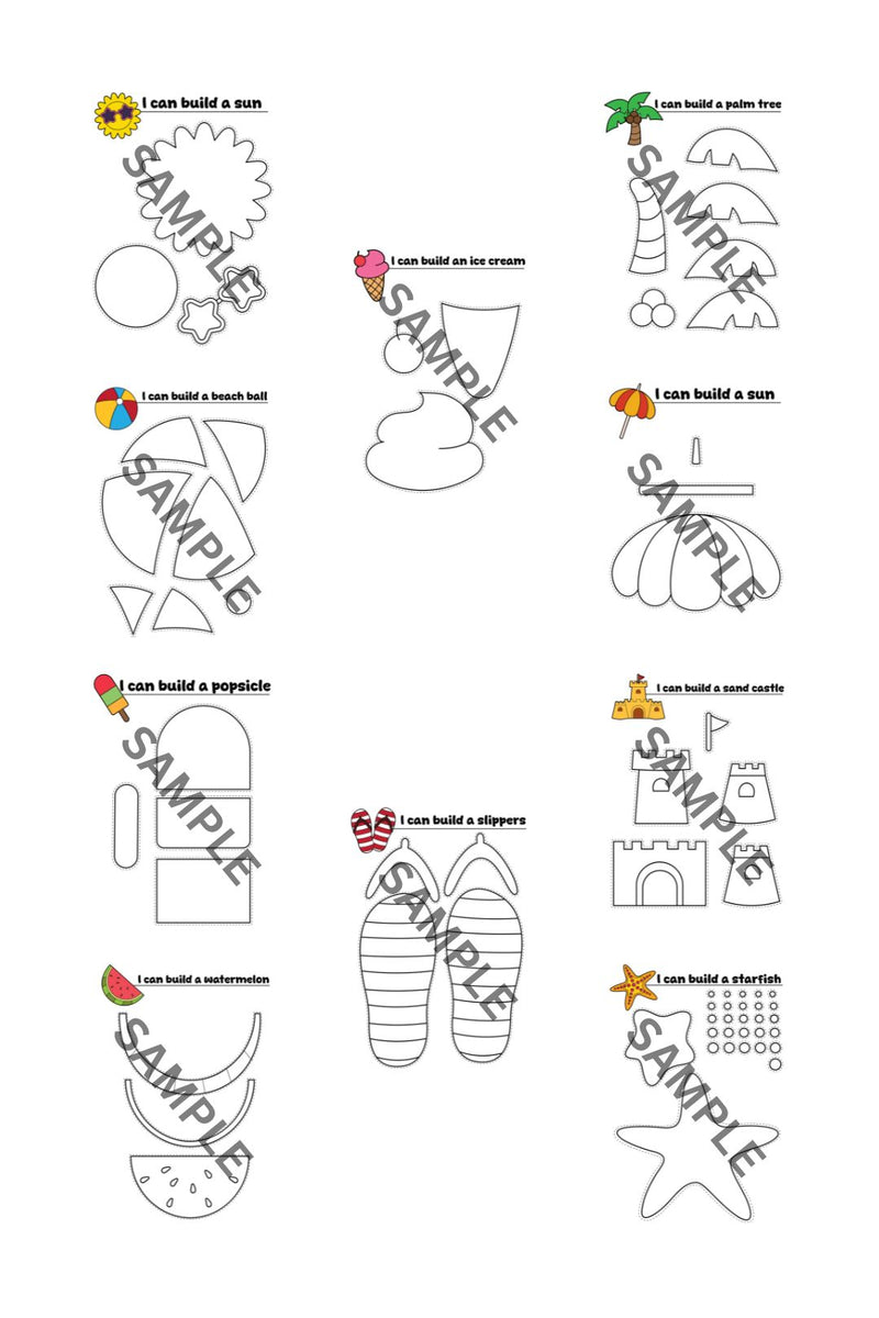 Summer Themed Cut and Paste Crafts Printable ( 20 Pages )