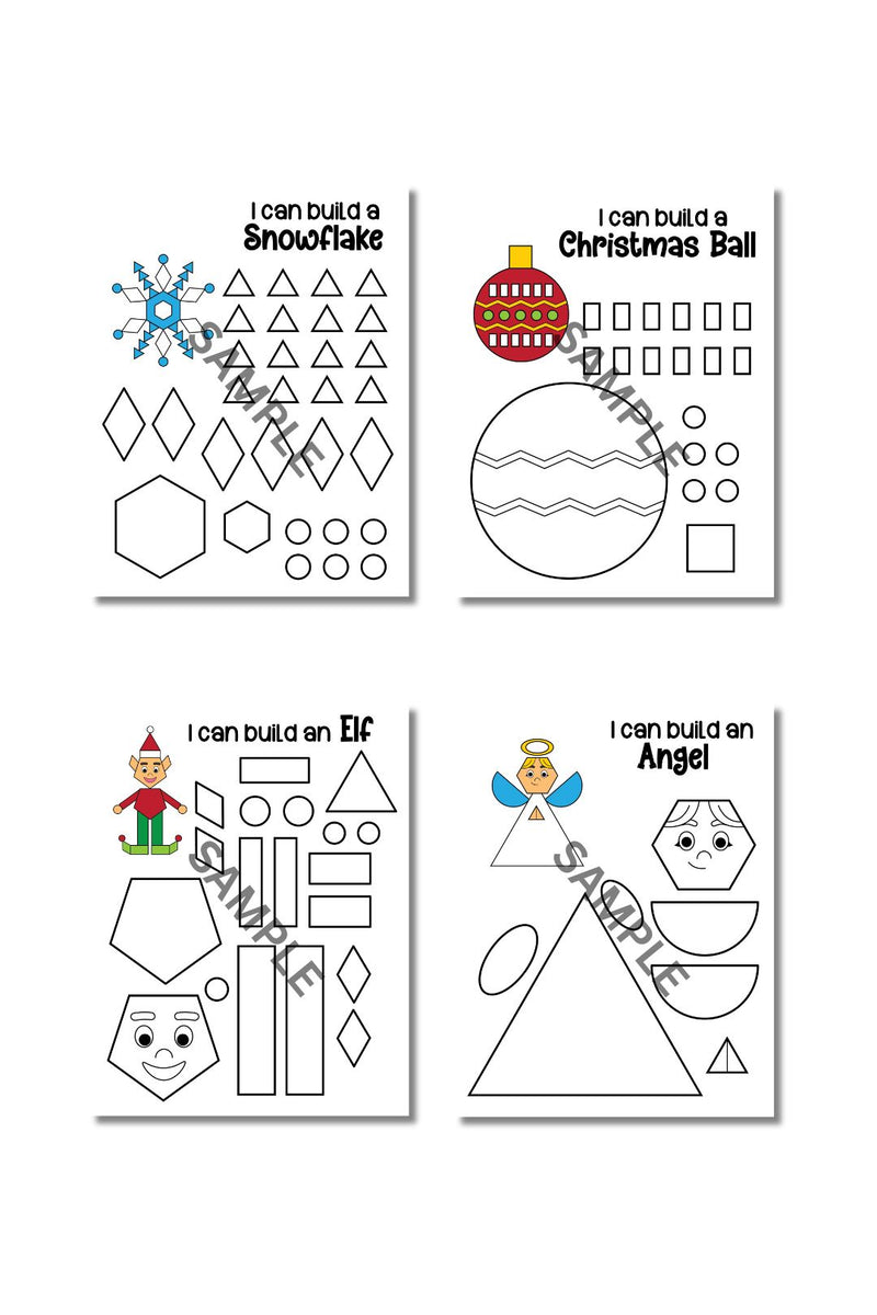 Christmas Shapes Cut and Paste Crafts Printable ( 8 Pages )
