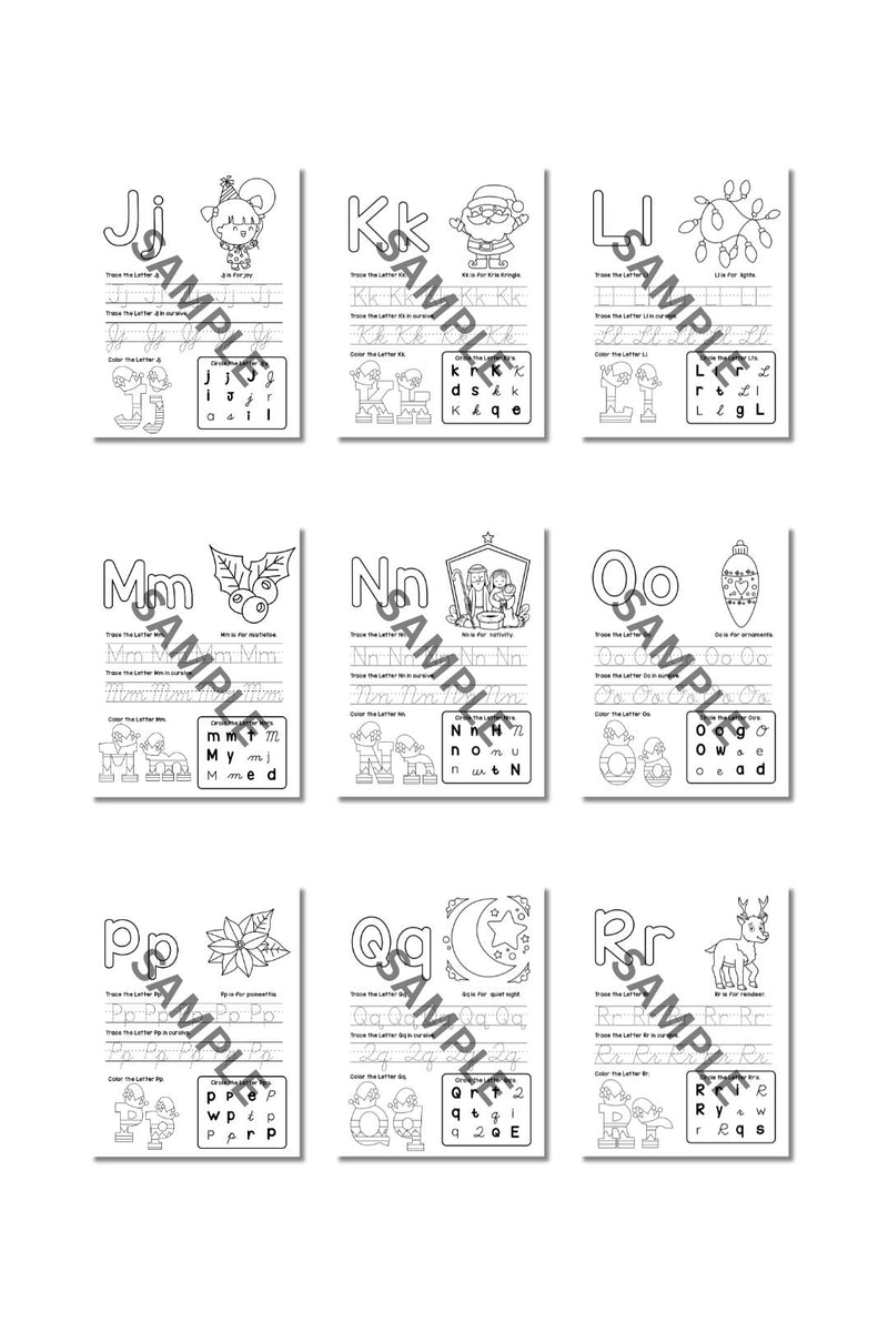 Christmas Alphabet Printable ( 26 Pages )