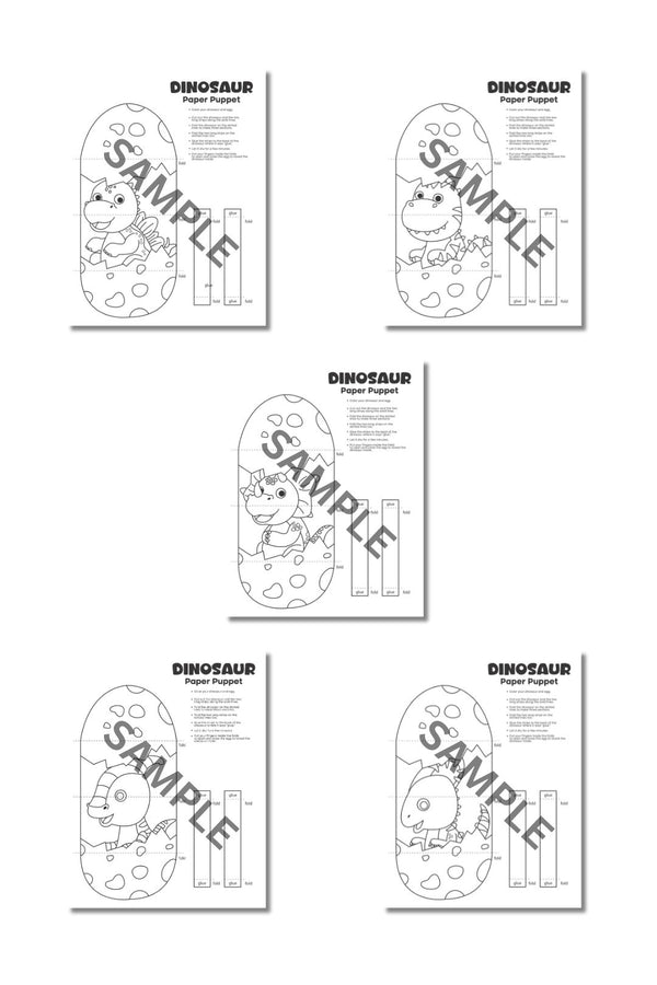 Dinosaur Paper Puppets Printable ( 10 Pages )