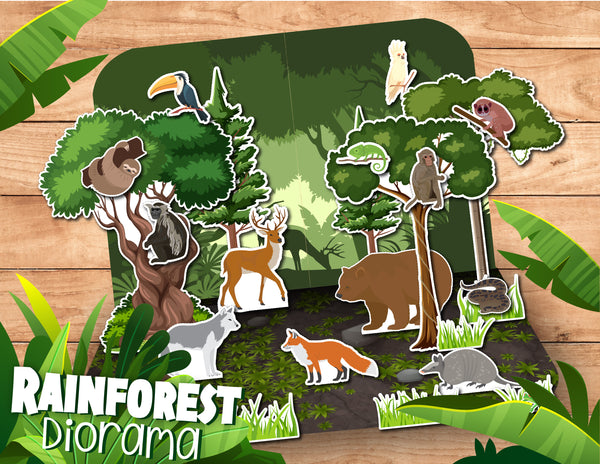 Rainforest Diorama Kid's Printable (12 Pages)