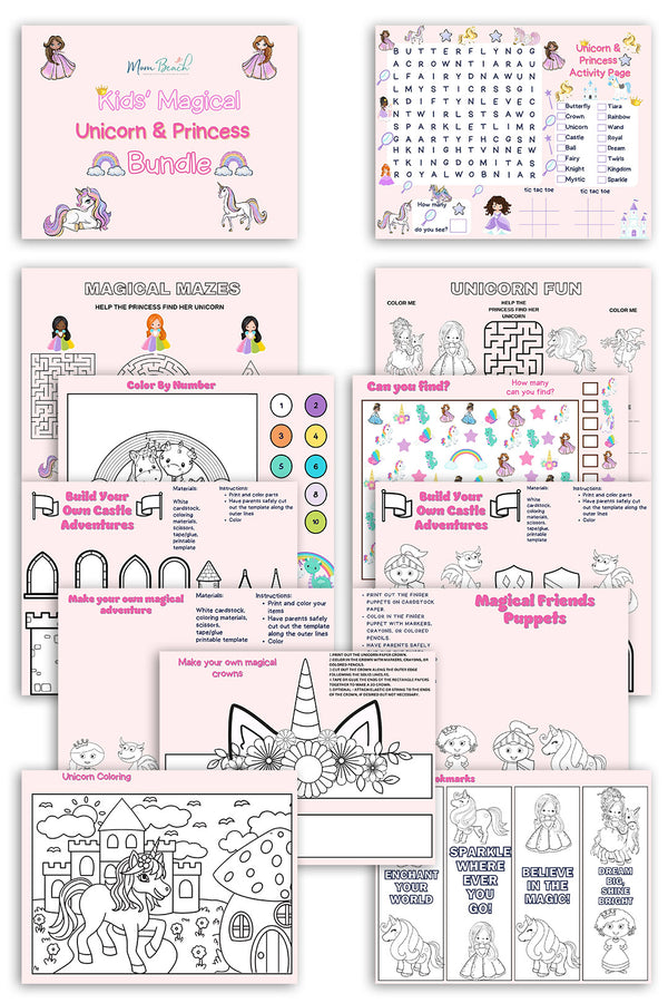 Unicorn & Princess Craft Kit Printables for Kids ( 15 Pages )