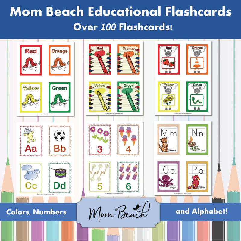 Mom Beach Educational Flashcards (108 Cards)