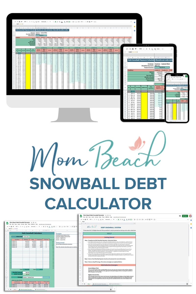 Mom Beach Debt Snowball Calculator (Spreadsheet)
