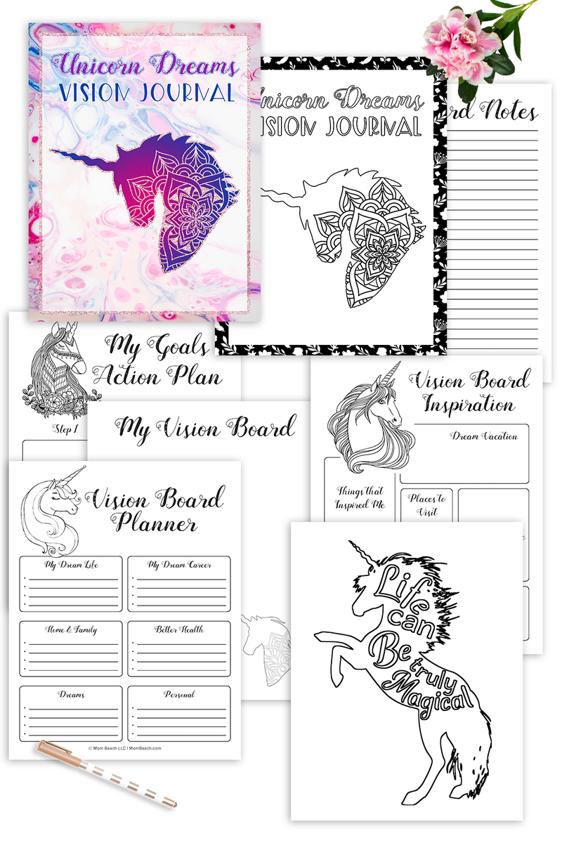 Unicorn Dreams Vision Journal (15 Pages)