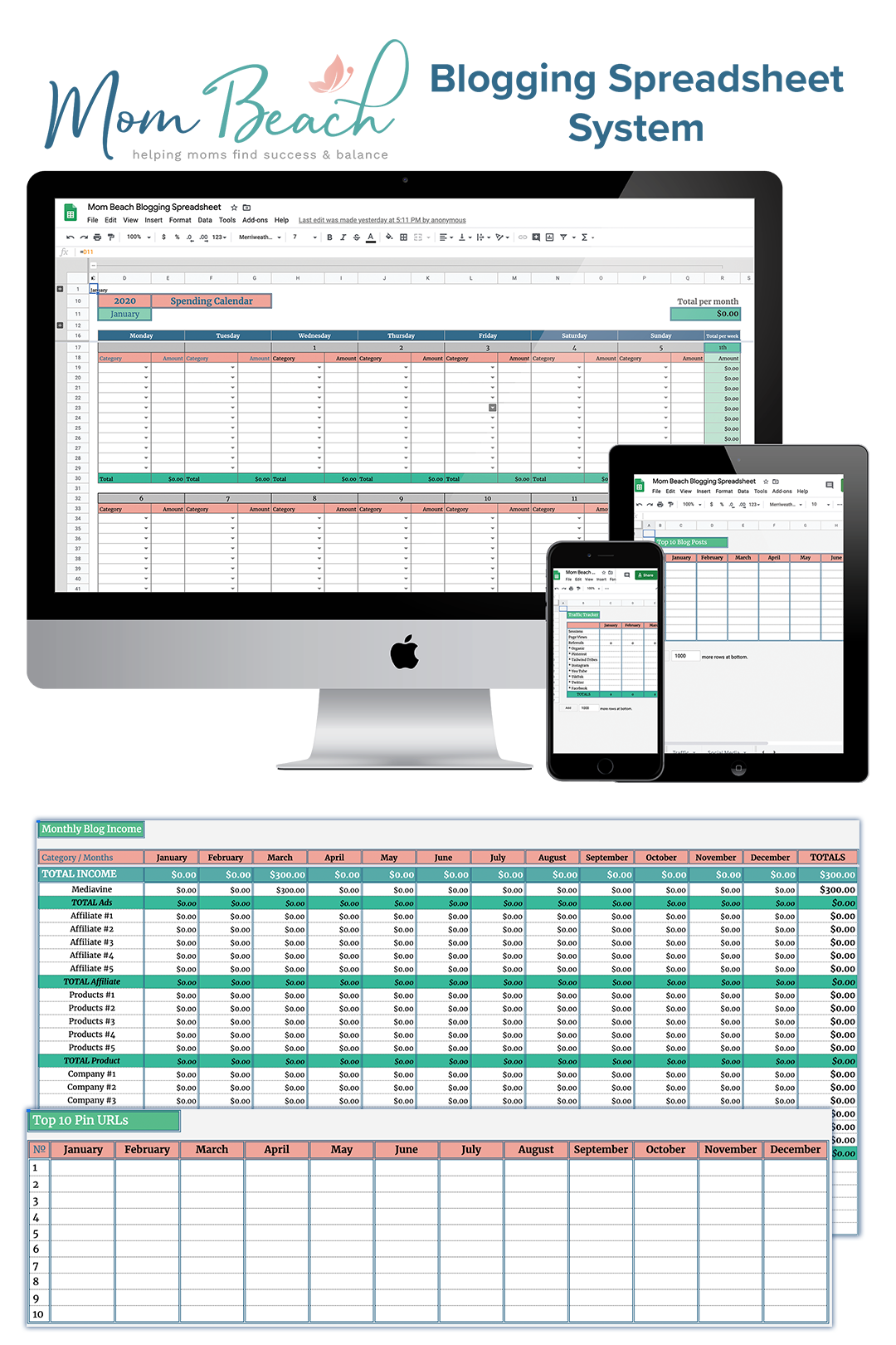 Blog Spreadsheet Mom Beach Blogging Spreadsheet System